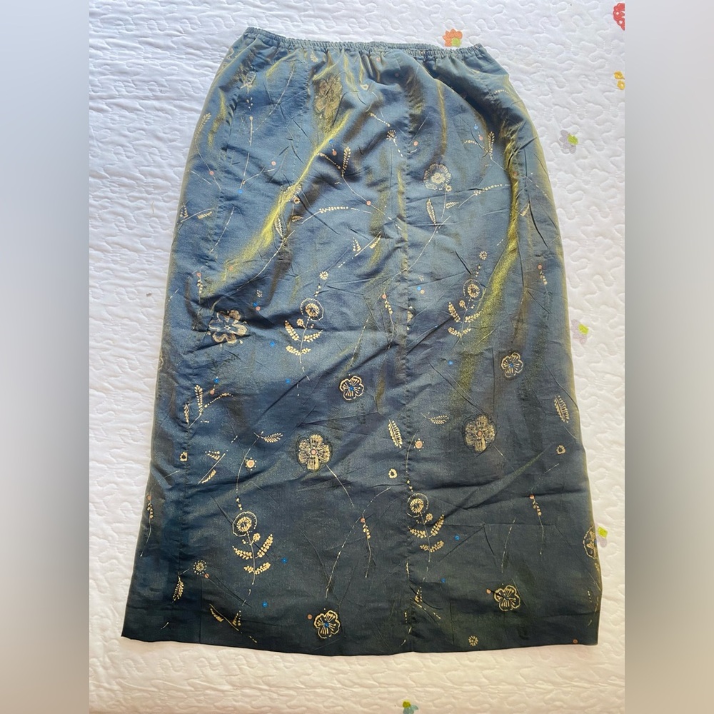 Vintage OILILY iridescent floral a-line midi skirt size/M - Picture 9 of 9